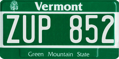 VT license plate ZUP852