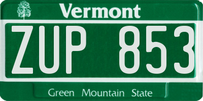 VT license plate ZUP853