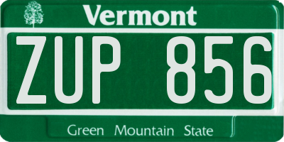 VT license plate ZUP856