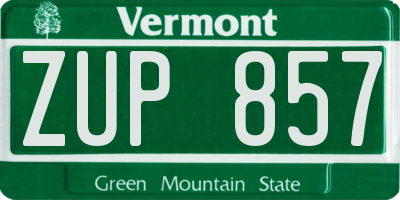VT license plate ZUP857