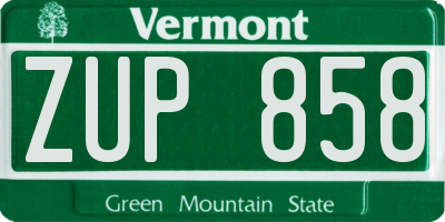 VT license plate ZUP858
