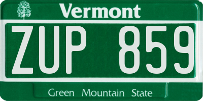 VT license plate ZUP859