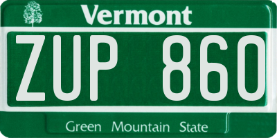 VT license plate ZUP860