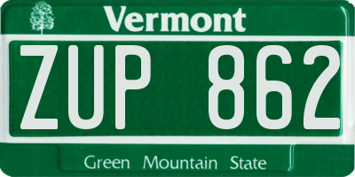 VT license plate ZUP862
