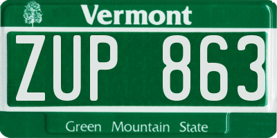 VT license plate ZUP863