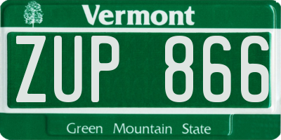 VT license plate ZUP866