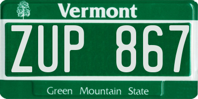 VT license plate ZUP867