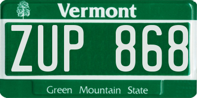 VT license plate ZUP868