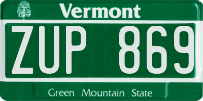 VT license plate ZUP869