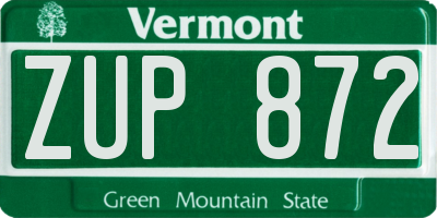VT license plate ZUP872