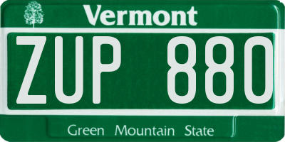 VT license plate ZUP880