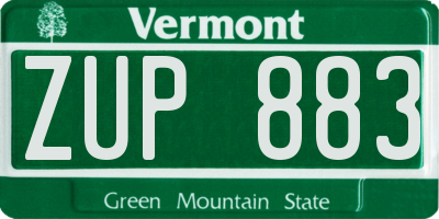 VT license plate ZUP883
