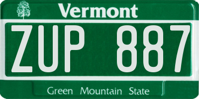VT license plate ZUP887