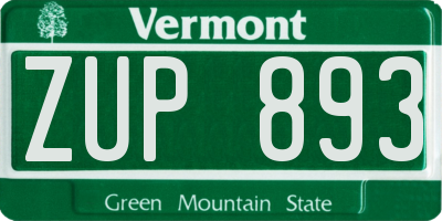 VT license plate ZUP893