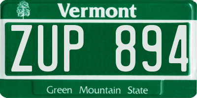 VT license plate ZUP894