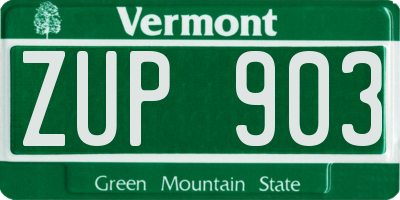 VT license plate ZUP903