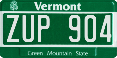 VT license plate ZUP904