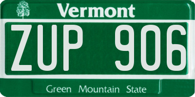 VT license plate ZUP906
