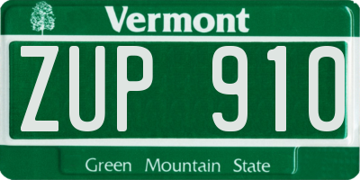 VT license plate ZUP910