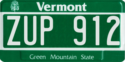 VT license plate ZUP912