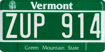 VT license plate ZUP914
