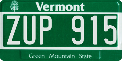 VT license plate ZUP915