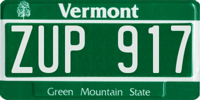 VT license plate ZUP917