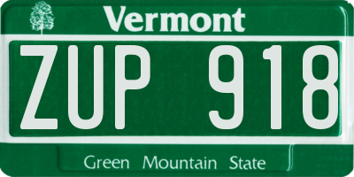 VT license plate ZUP918