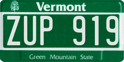 VT license plate ZUP919
