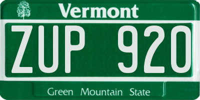 VT license plate ZUP920