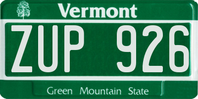 VT license plate ZUP926