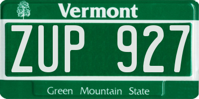 VT license plate ZUP927