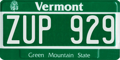 VT license plate ZUP929