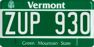 VT license plate ZUP930