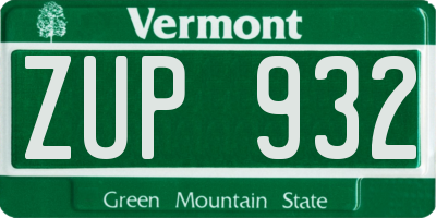 VT license plate ZUP932