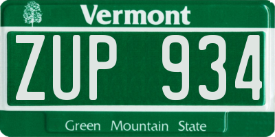 VT license plate ZUP934