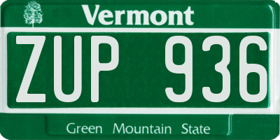VT license plate ZUP936
