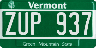 VT license plate ZUP937