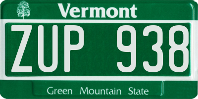 VT license plate ZUP938
