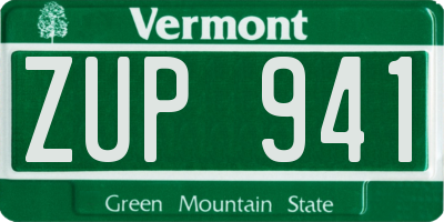 VT license plate ZUP941