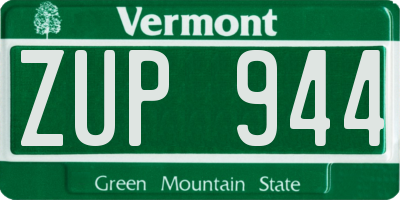 VT license plate ZUP944