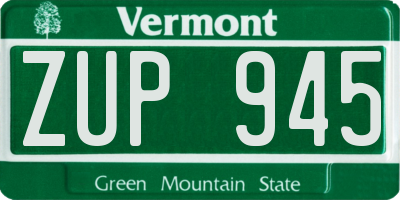VT license plate ZUP945