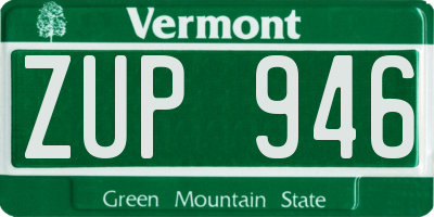 VT license plate ZUP946