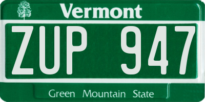 VT license plate ZUP947