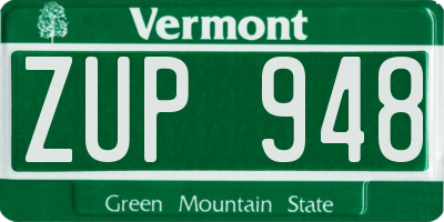 VT license plate ZUP948