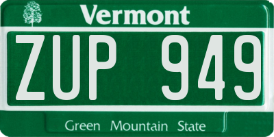 VT license plate ZUP949