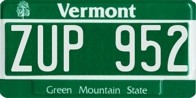 VT license plate ZUP952