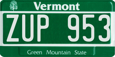 VT license plate ZUP953