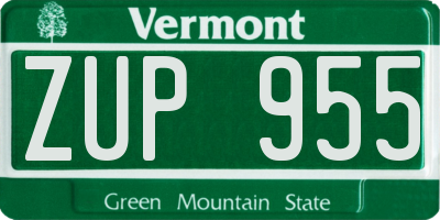 VT license plate ZUP955