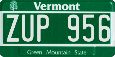 VT license plate ZUP956